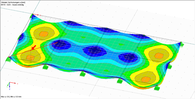 In die Fläche integrierter Stab zum Auswerten der Tabelle 4.4 "Stäbe - lokale Verformungen"