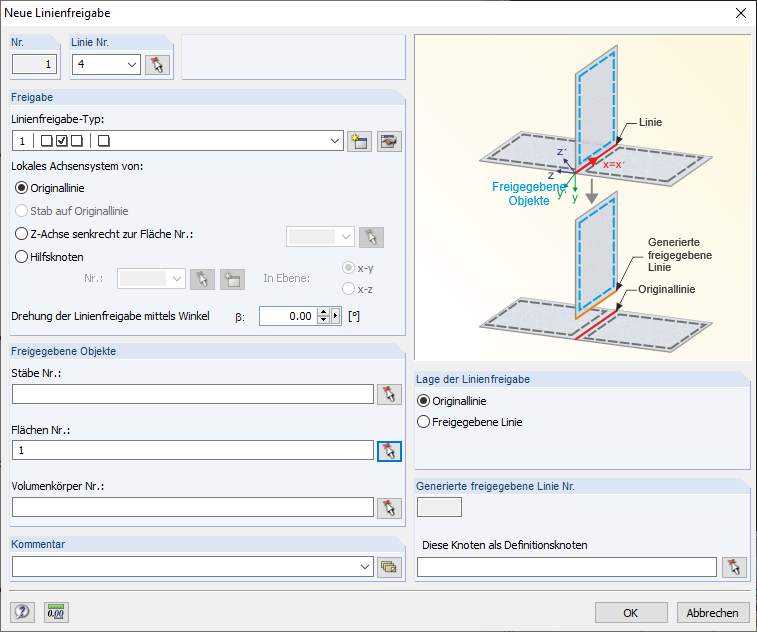 Dialog Linienfreigabe
