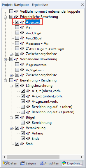 Erforderliche Bewehrung umlaufend