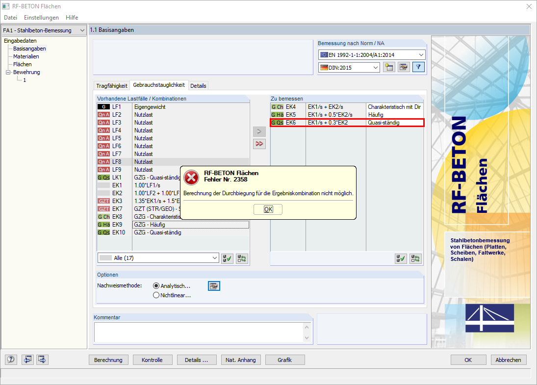 Fehler Nr. 2358 beim Start der Berechnung