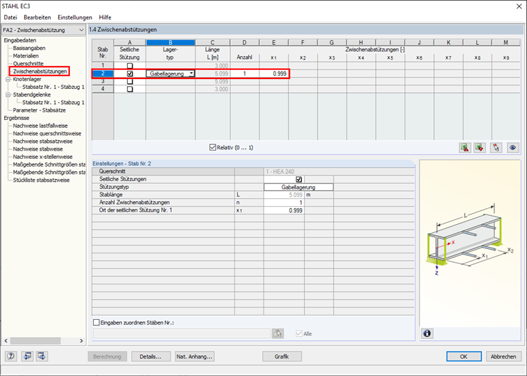 Definition der Zwischenabstützung