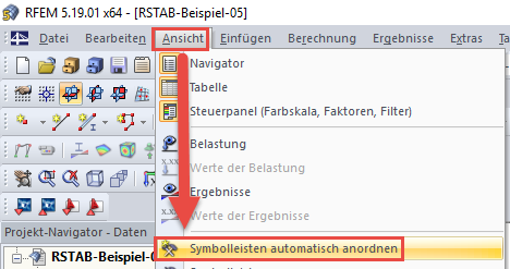 Symbolleiste automatisch anordnen