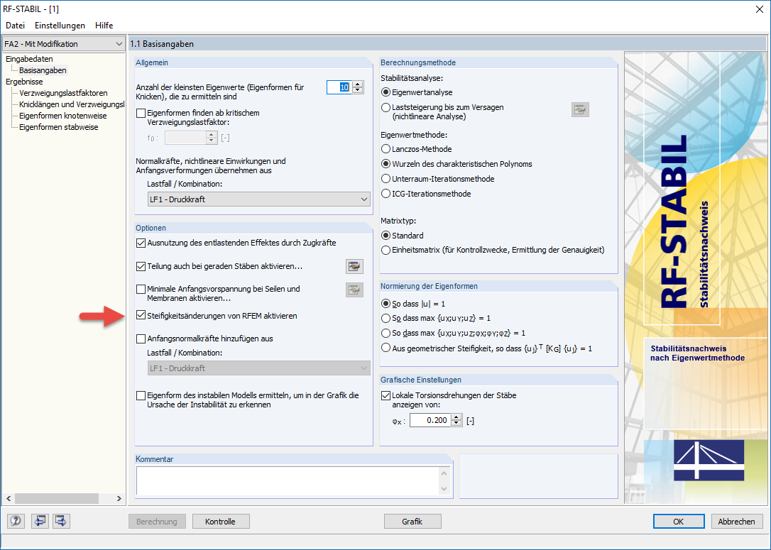 Aktivierung der Steifigkeitsänderungen