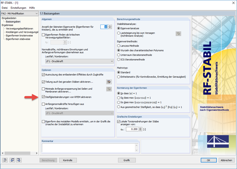 Aktivierung der Steifigkeitsänderungen