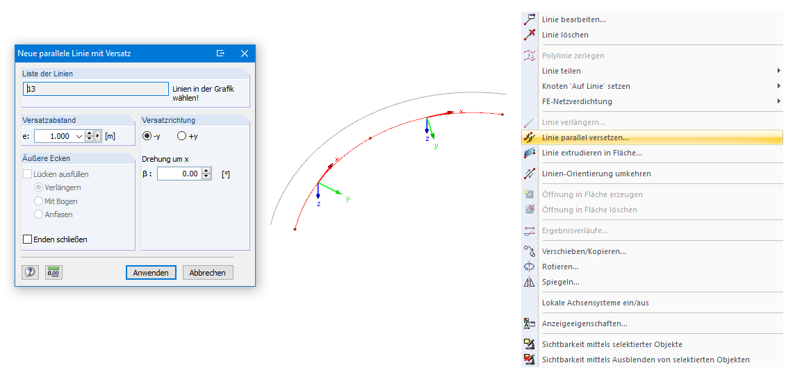 Linie parallel versetzen