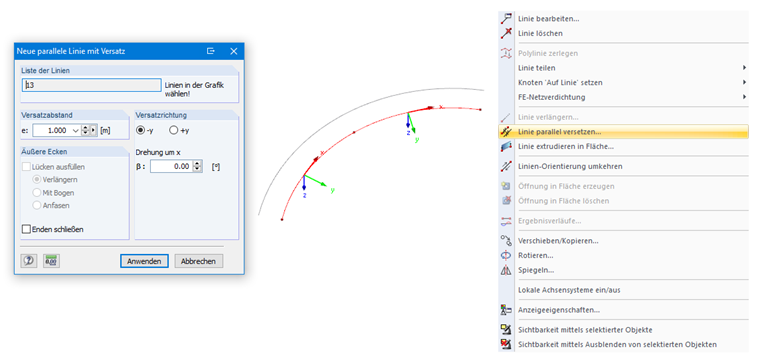 Linie parallel versetzen