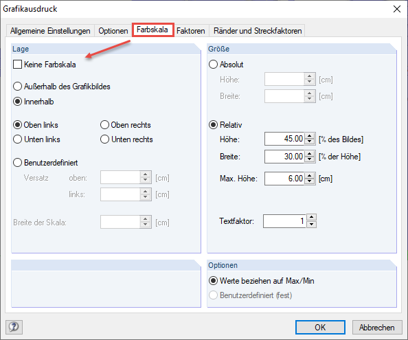 Ausblenden der Farbskala