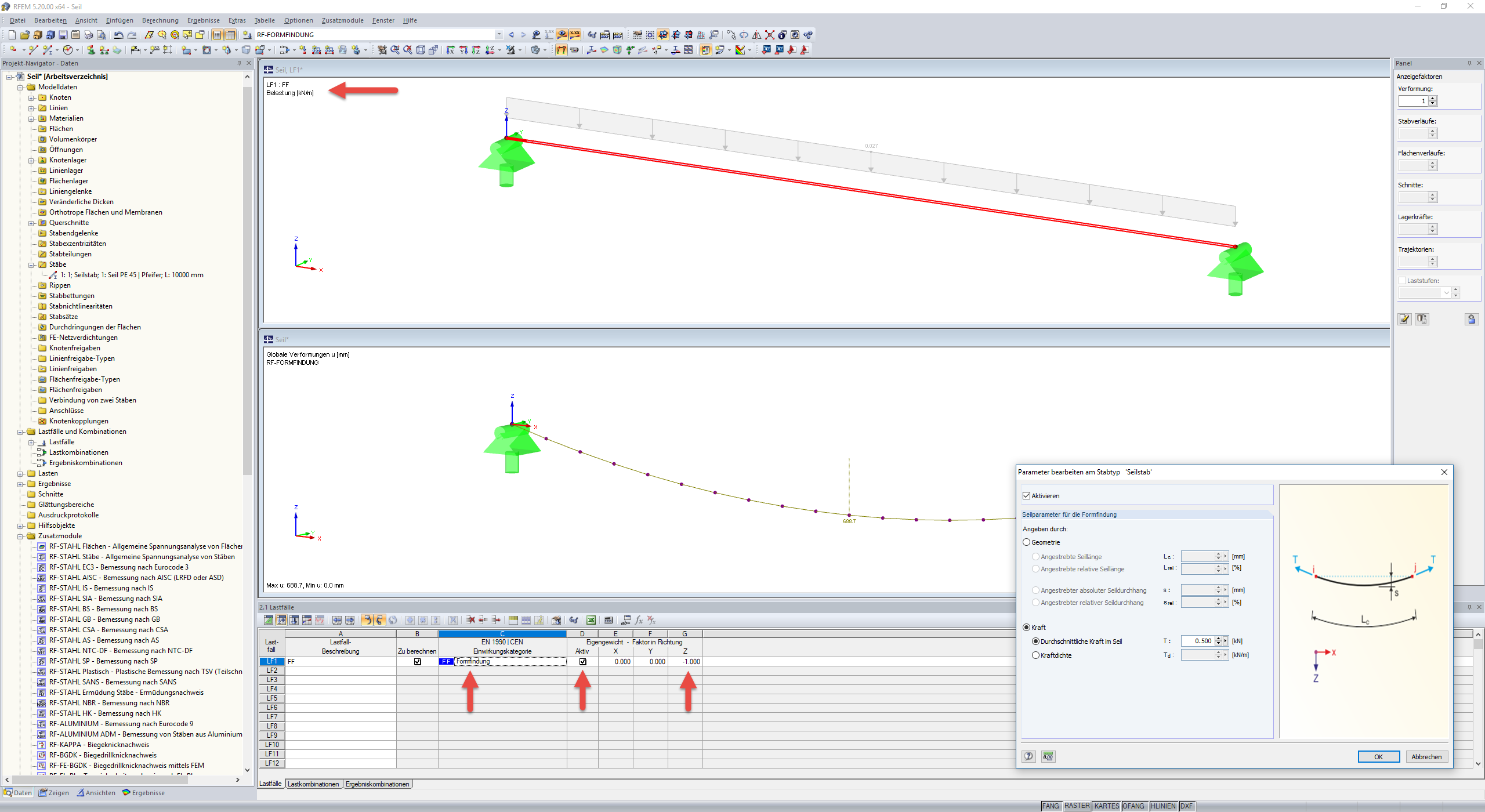 Lastfall mit Einwirkungskategorie "Formfindung"