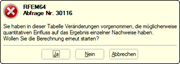 Abfrage zum erneuten Start der Berechnung nach einer Änderung der Bewehrung