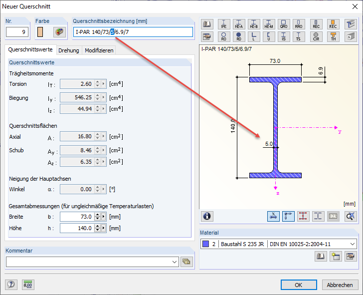 Anpassung über Texteingabe
