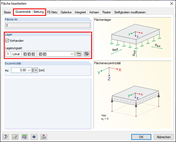 Dialog "Fläche bearbeiten" mit Definition der Lagerung