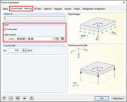 Dialog "Fläche bearbeiten" mit Definition der Lagerung