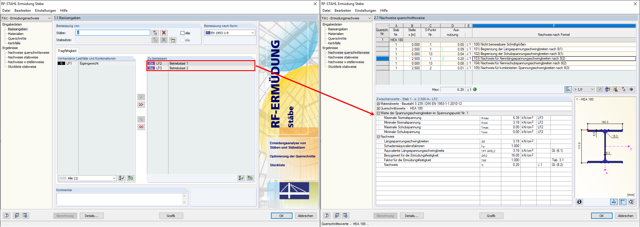 Spannungsspiel ohne Berücksichtigung des Eigengewichtslastfalls