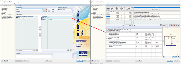 Spannungsspiel ohne Berücksichtigung des Eigengewichtslastfalls