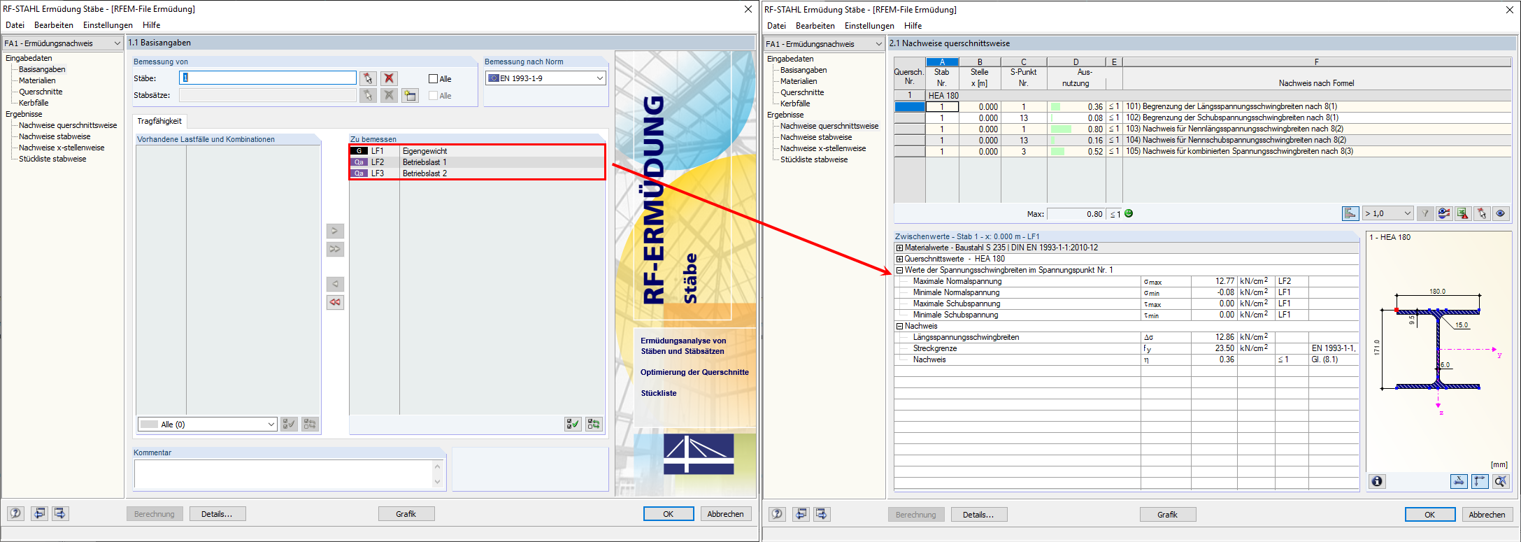 Spannungsspiel mit Berücksichtigung des Eigengewichtslastfalls