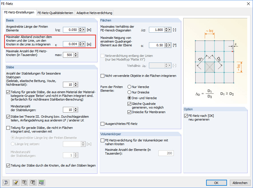 FE-Netz-Einstellungen