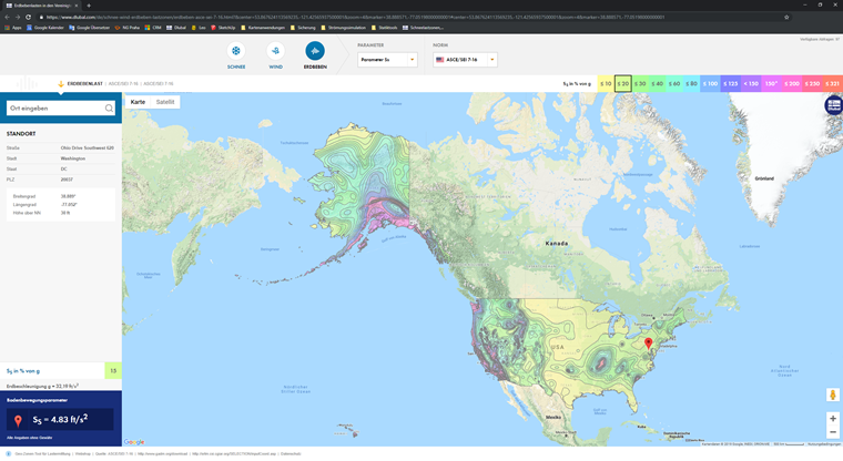 Onlineservice "Schneelastzonen, Windzonen und Erdbebenzonen"