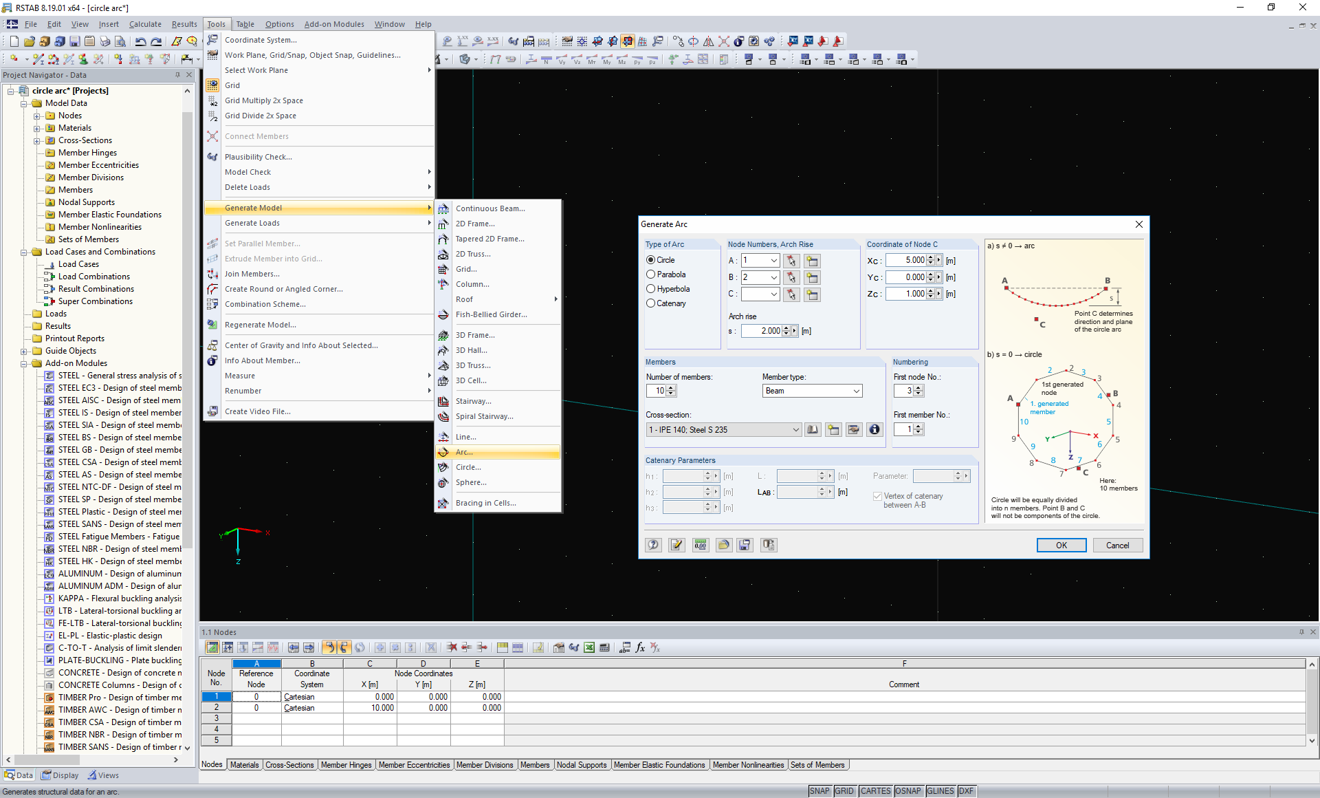 Kreisbogen erstellen