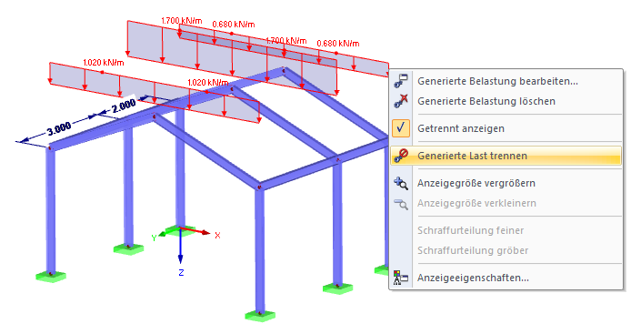 Generierte Last trennen