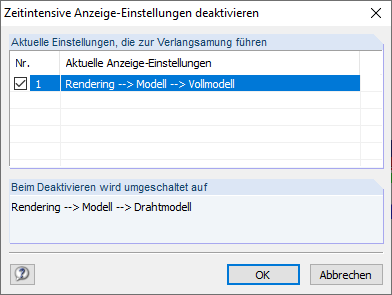 zeit-intensive Einstellungen anzeigen