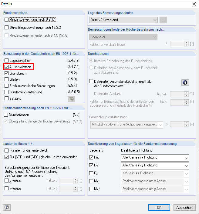 Nachweis des Aufschwimmens