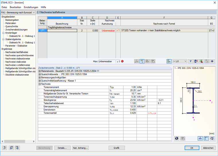Warnhinweis bei Torsionsbeanspruchung
