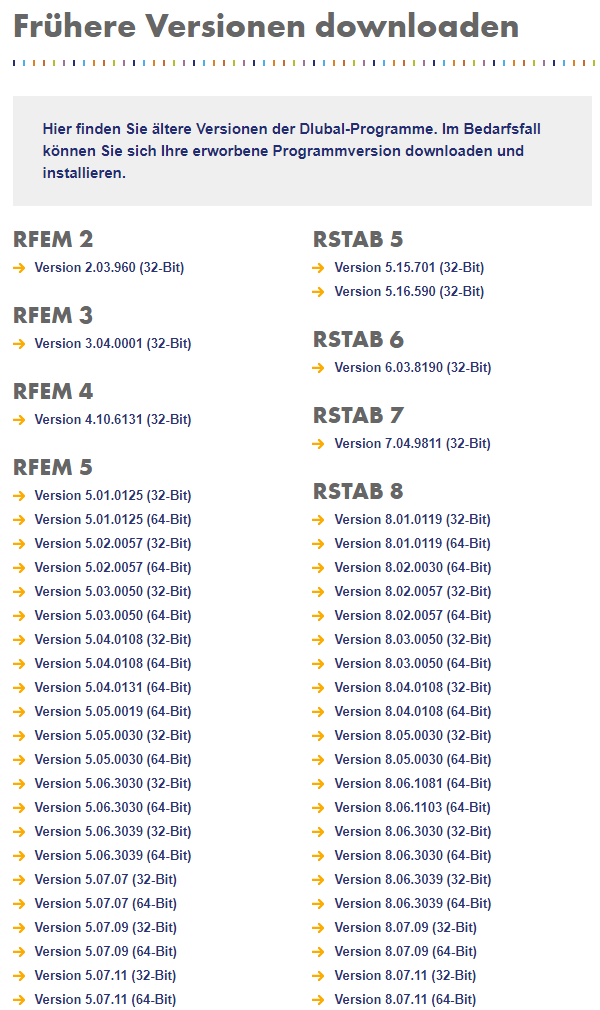 Frühere Versionen downloaden