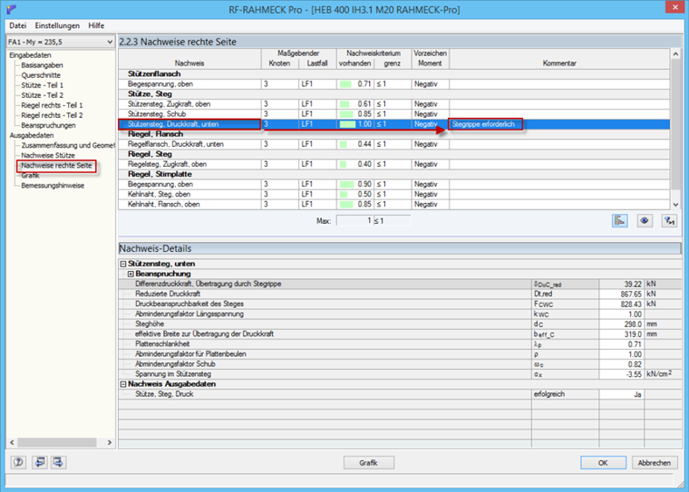 Stegrippe erforderlich