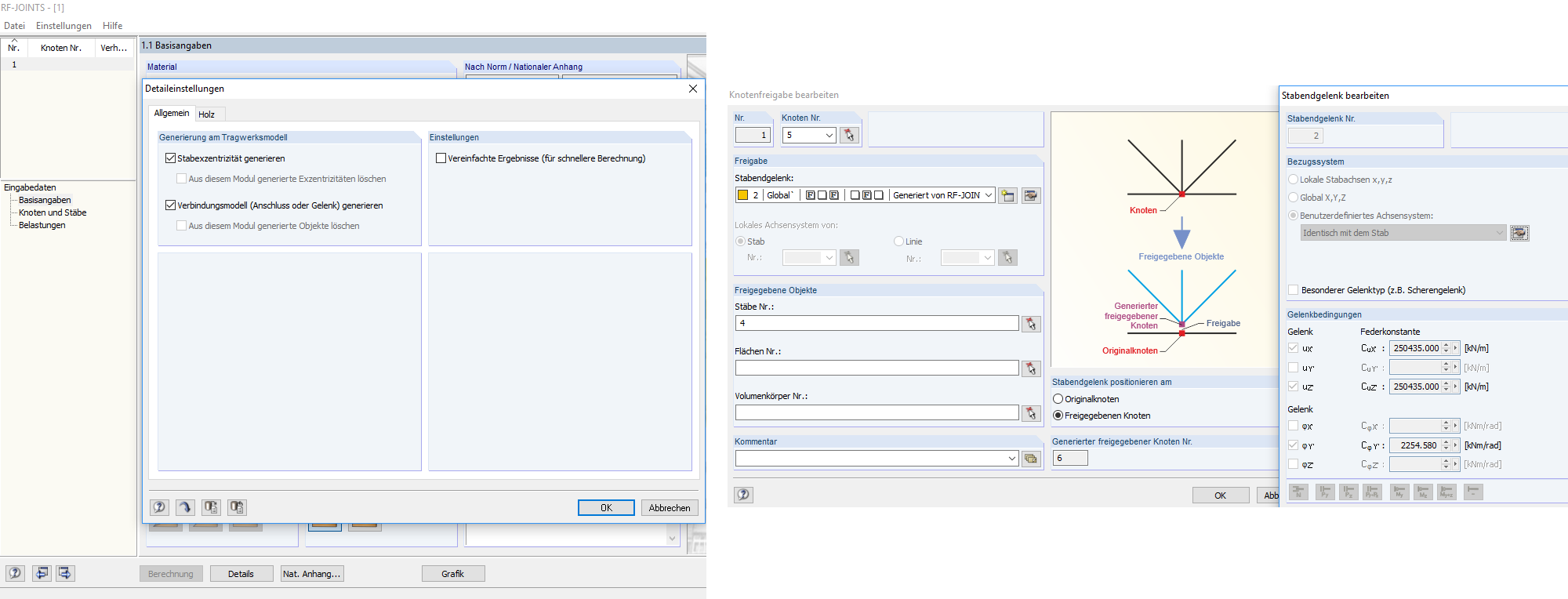 Steifigkeiten aus RF-/JOINTS
