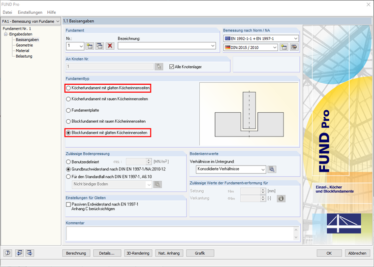 Auswahl der Fundamenttypen