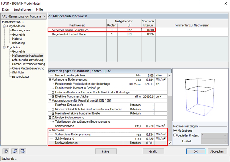 Grundbruchnachweis nach DIN 1054 in RF-FUND (alt)