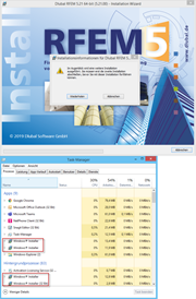 Meldung während der Installation
