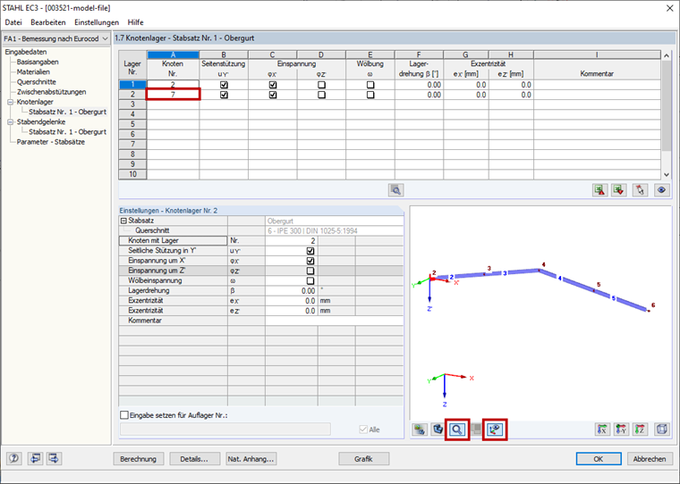 Aktuellen Stabsatz mit Knotennummerierung anzeigen
