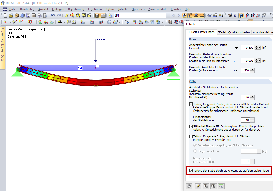 Verformung bei aktivierter Option