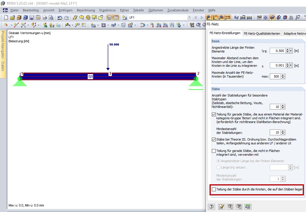 Verformung bei deaktivierter Option