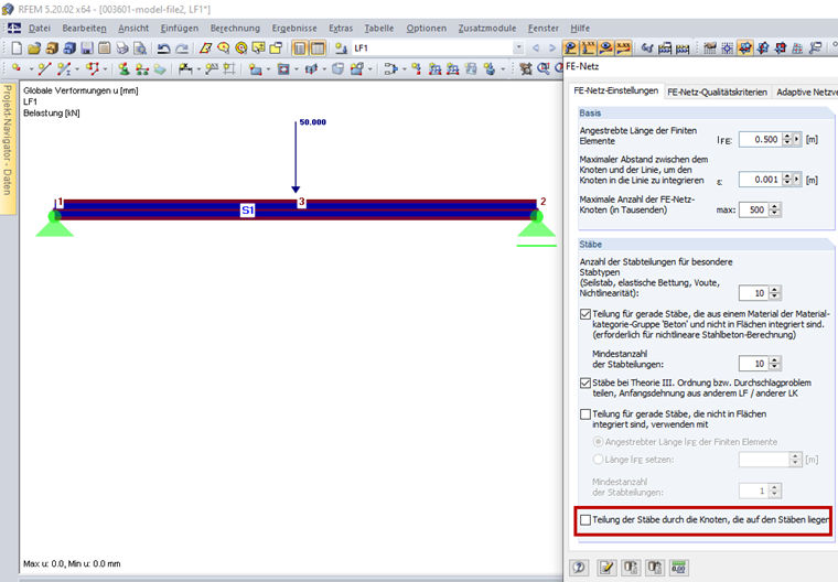 Verformung bei deaktivierter Option
