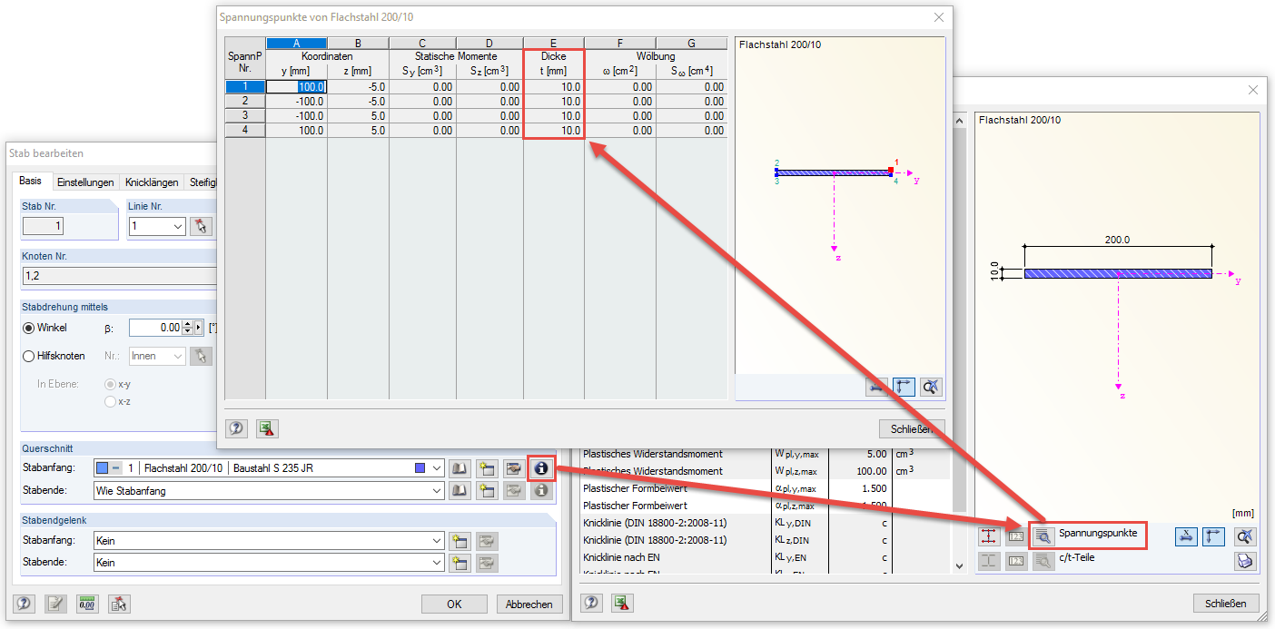 Spannungspunkte Flachstahl