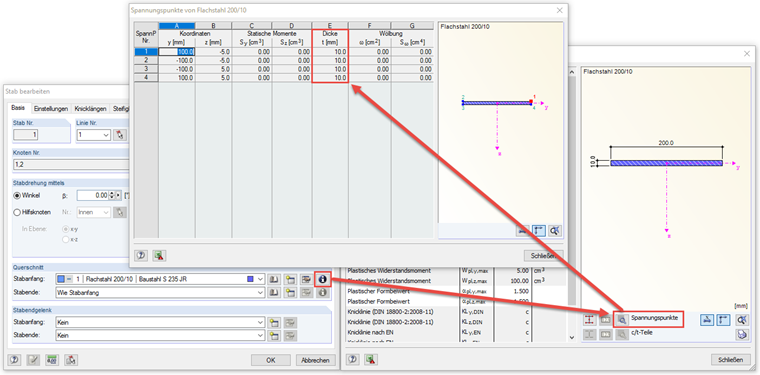Spannungspunkte Flachstahl