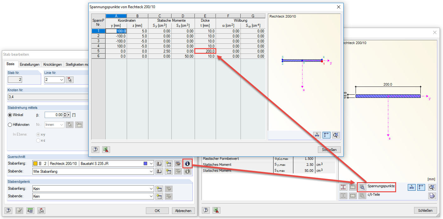 Spannungspunkte Massivquerschnitt