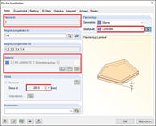Dialog "Fläche bearbeiten" der Fläche Nr. 1 mit der Steifigkeit aus RF-LAMINATE