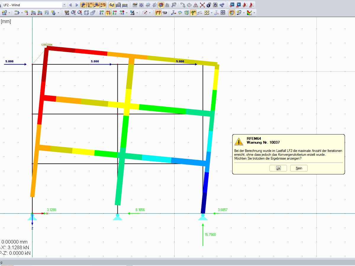 Kippen des Systems bei einer horizontalen Belastung