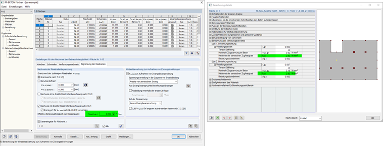 Effektive Betonzugfestigkeit zum Risszeitpunkt mit Faktor 1,00