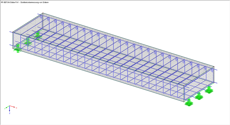 Bewehrung aus RF-BETON Stäbe für den Ergebnisstab im Volumenkörper