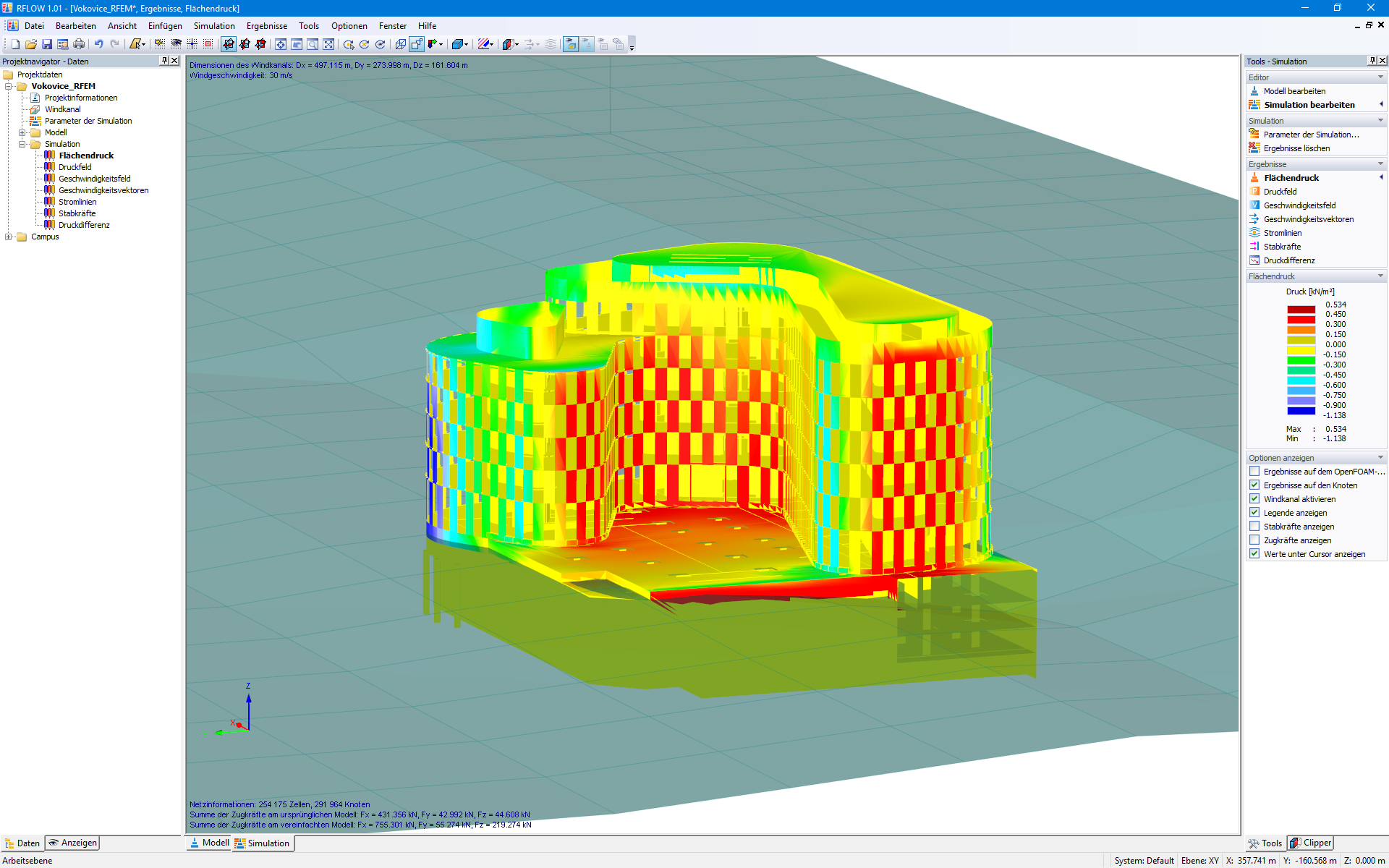 Simulations eines Windkanals