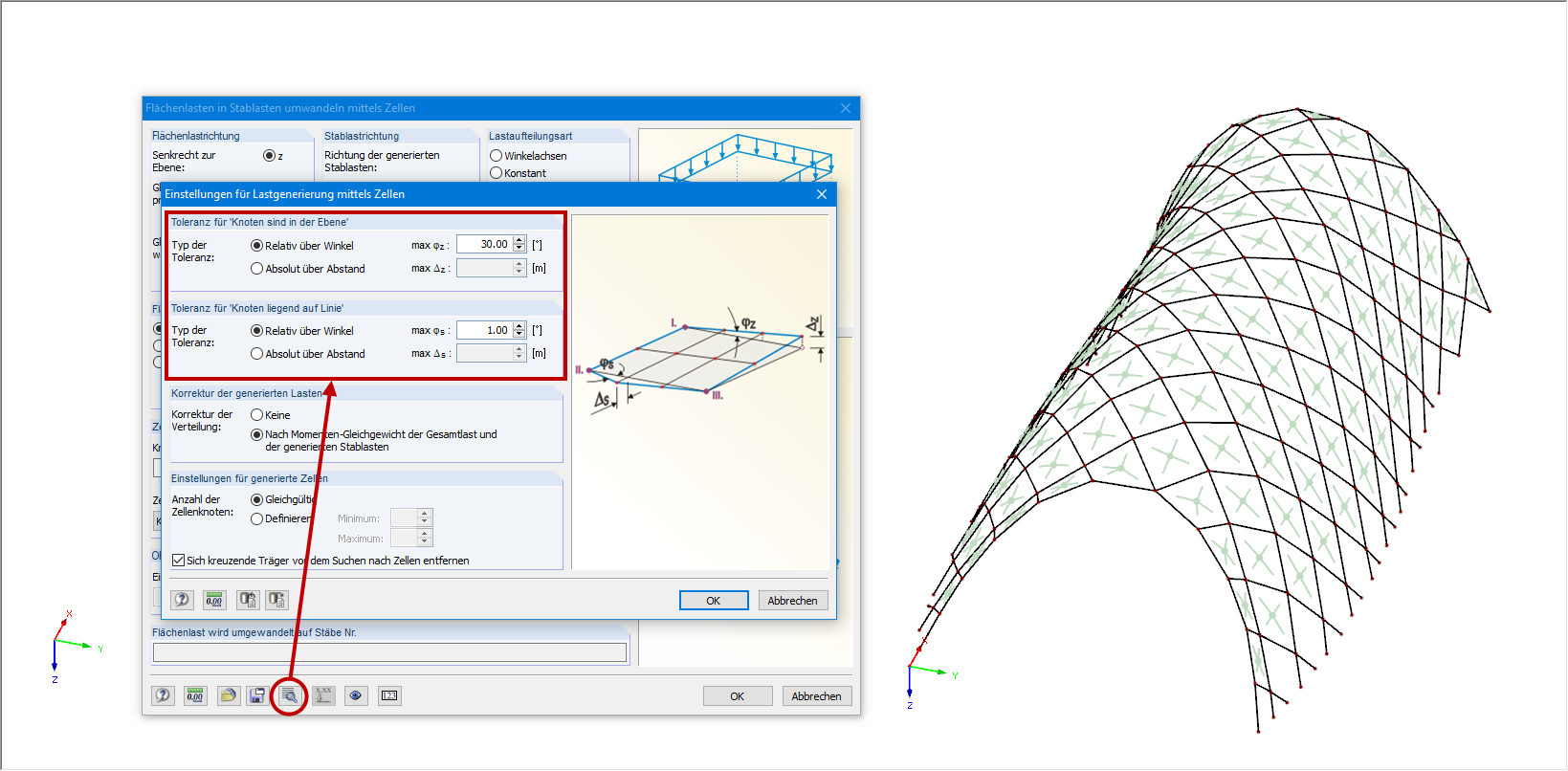 Einstellungen für Knotentoleranzen