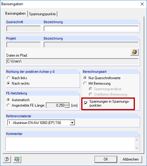 Aktivierung der Spannungspunkte in DICKQ