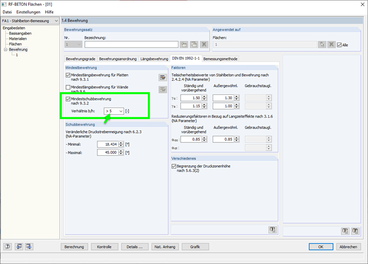 Option zur Mindestschubbewehrung