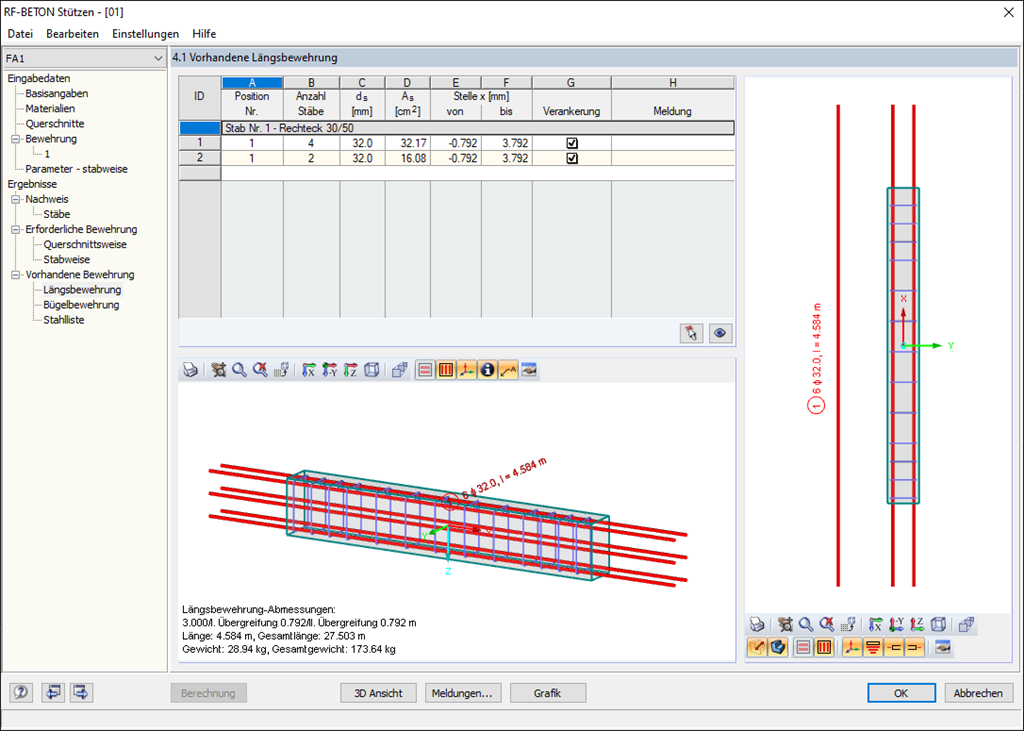 Bewehrung im Modul RF-BETON Stützen