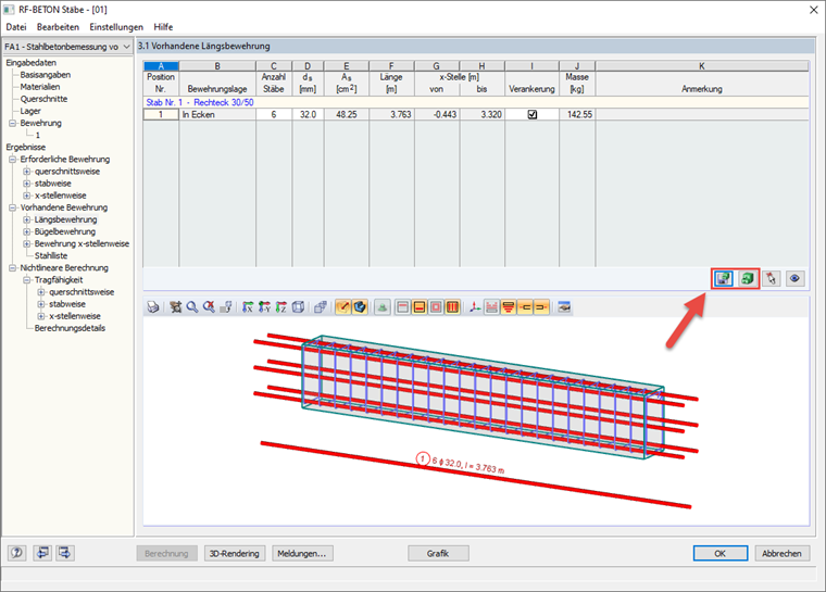 Bewehrung im Modul RF-BETON Stäbe