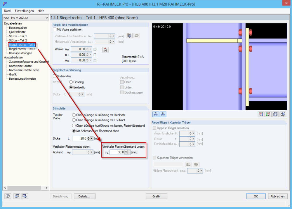 Vertikaler Plattenüberstand unten